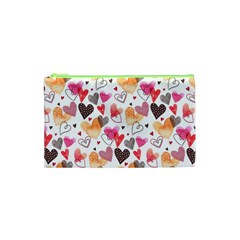 Colorful Cute Hearts Pattern Cosmetic Bag (xs) by TastefulDesigns