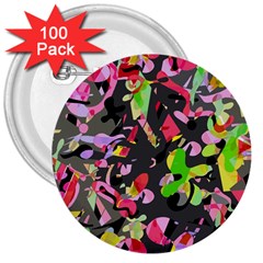 Playful Pother 3  Buttons (100 Pack) 