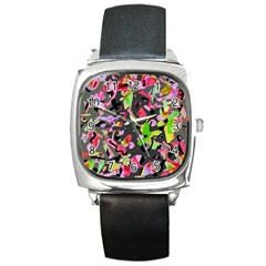 Playful Pother Square Metal Watch