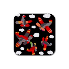 Playful Airplanes  Rubber Square Coaster (4 Pack) 