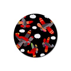 Playful Airplanes  Rubber Coaster (round) 