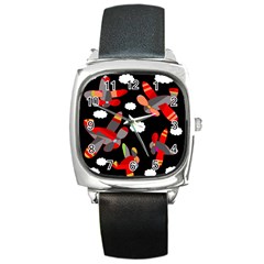 Playful Airplanes  Square Metal Watch