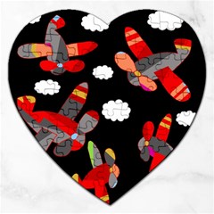 Playful Airplanes  Jigsaw Puzzle (heart)