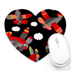 Playful Airplanes  Heart Mousepads