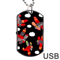 Playful Airplanes  Dog Tag Usb Flash (two Sides)  by Valentinaart