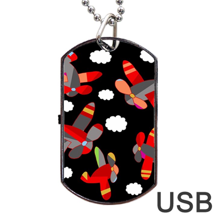 Playful airplanes  Dog Tag USB Flash (Two Sides) 