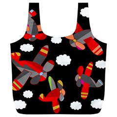 Playful Airplanes  Full Print Recycle Bags (l)  by Valentinaart