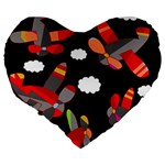 Playful airplanes  Large 19  Premium Flano Heart Shape Cushions Back