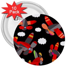 Playful Airplanes  3  Buttons (10 Pack) 