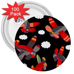 Playful Airplanes  3  Buttons (100 Pack)  by Valentinaart