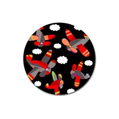 Playful Airplanes  Magnet 3  (round) by Valentinaart