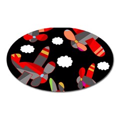 Playful Airplanes  Oval Magnet