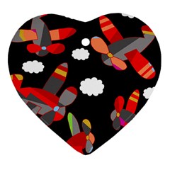 Playful Airplanes  Heart Ornament (2 Sides)