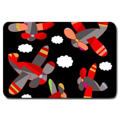 Playful Airplanes  Large Doormat  by Valentinaart