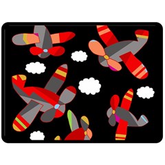 Playful Airplanes  Fleece Blanket (large)  by Valentinaart