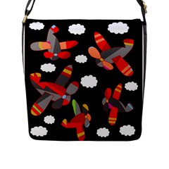 Playful Airplanes  Flap Messenger Bag (l)  by Valentinaart