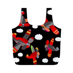 Playful Airplanes  Full Print Recycle Bags (m)  by Valentinaart