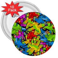 Colorful Airplanes 3  Buttons (10 Pack) 