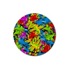 Colorful Airplanes Rubber Coaster (round)  by Valentinaart