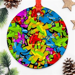 Colorful Airplanes Round Ornament (two Sides)  by Valentinaart