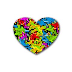 Colorful Airplanes Rubber Coaster (heart) 