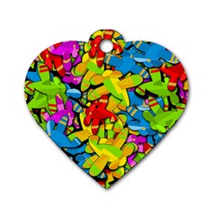 Colorful Airplanes Dog Tag Heart (two Sides)