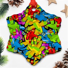 Colorful Airplanes Snowflake Ornament (2-side)