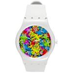 Colorful airplanes Round Plastic Sport Watch (M) Front