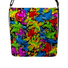 Colorful Airplanes Flap Messenger Bag (l) 