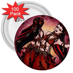 Gemini Tribal Twins 3  Buttons (100 Pack)  by BubbSnugg