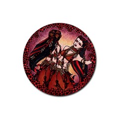 Gemini Tribal Twins Rubber Coaster (round)  by BubbSnugg