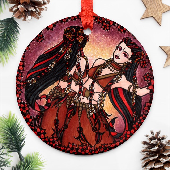 Gemini Tribal Twins Round Ornament (Two Sides) 