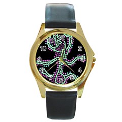 Playful Dots Round Gold Metal Watch