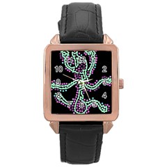 Playful Dots Rose Gold Leather Watch  by Valentinaart