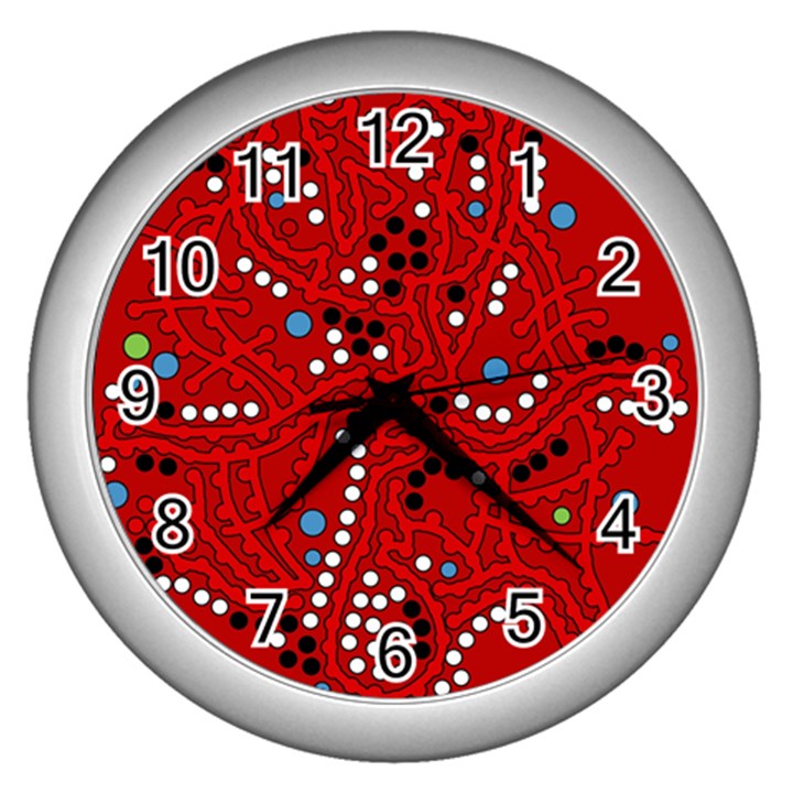 Red fantasy Wall Clocks (Silver) 