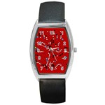 Red fantasy Barrel Style Metal Watch Front