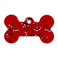 Red Fantasy Dog Tag Bone (one Side)