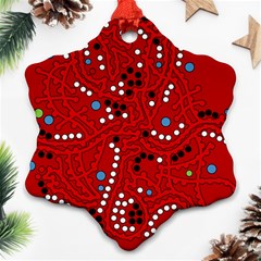 Red Fantasy Ornament (snowflake)  by Valentinaart