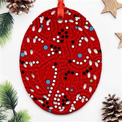 Red Fantasy Oval Filigree Ornament (2-side)  by Valentinaart