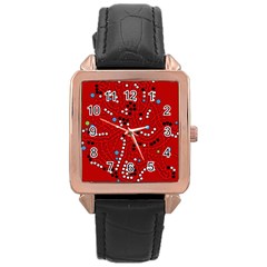 Red Fantasy Rose Gold Leather Watch  by Valentinaart