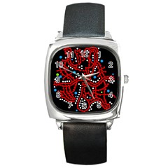 Red Fantasy 2 Square Metal Watch by Valentinaart