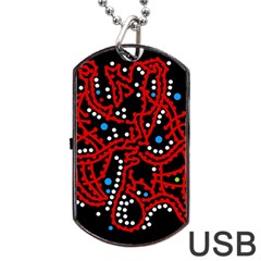 Red Fantasy 2 Dog Tag Usb Flash (one Side)