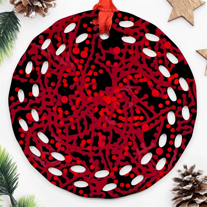 Red emotion Ornament (Round Filigree) 