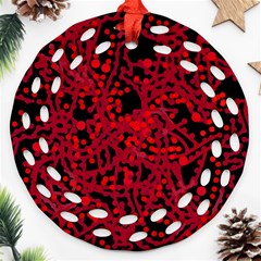 Red Emotion Round Filigree Ornament (2side) by Valentinaart