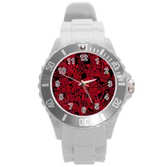 Red Emotion Round Plastic Sport Watch (l) by Valentinaart