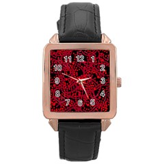 Red Emotion Rose Gold Leather Watch  by Valentinaart