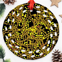 Yellow Emotions Round Filigree Ornament (2side) by Valentinaart