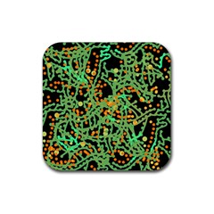 Green Emotions Rubber Coaster (square)  by Valentinaart