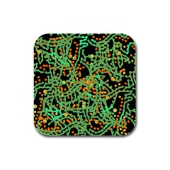 Green Emotions Rubber Square Coaster (4 Pack)  by Valentinaart