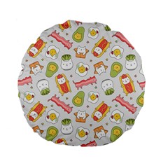 Funny Cat Food Succulent Pattern  Standard 15  Premium Flano Round Cushions by kostolom3000shop